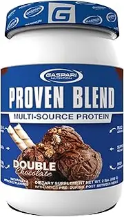 Gaspari Nutrition Proven Blend, Multi Source Protein Powder, Beef Protein Isolate, Whey Concentrate, and Whey Isolate, Builds Lean Muscle, 24g of Protein (28 Servings, Double Chocolate)