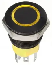 Apem PUSH BUTTON SWITCH 1A Momentary DPDT IP67 Quick Connect, Illuminated YELLOW