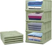 4-Pack Folding Wardrobe Storage Plastic Drawer Organizer Stackable Shelf Green