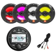 JBL Marine AM/FM/WB Receiver, 4x 6.5" 225W LED Boat Black Speakers USB Adapter