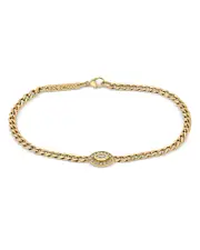 Zoe Chicco 14k Yellow Gold Small Curb Chain Marquise Diamond Halo Bracelet
