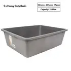 5 x Heavy Duty 35L Plastic Basin Tub Containers Storage Crate Box Large BPA Free