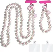 cioatu Cute Cell Phone Lanyard Phone Wrist Straps Pink Rope Pearl Crossbody Phone Lanyards Phone Neck Strap