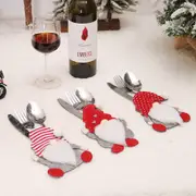 3 Pcs Christmas Gnome Tableware Holder Pockets Set Knife Spoon Fork Bags