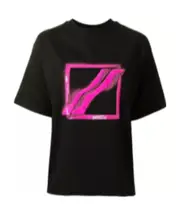 sequin-logo cotton T-shirt S,M Black