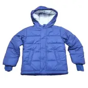 Cat and Jack Girls Solid Puffer Zip Snap Front Jacket X-Small Size Blue Pockets