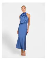 [Pilgrim Clothing] Dominic High Neck Midi Dress in Steel