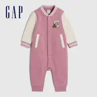 在飛比找蝦皮商城優惠-Gap 嬰兒裝 Logo小熊刺繡長袖包屁衣/連身衣 碳素軟磨