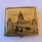 Art Deco Powder Compact Souvenir~Des Moines IA~State Capitol Tinted Photo~1930s