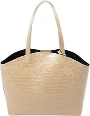 [Tommy & Kate] BRIELLE Crocodile Pattern Shoulder Bag with Detachable Pouch Bag, Stylish and Large Capacity Tote Bag for Women, PU Leather Satchel Handbag