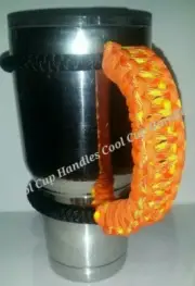 Paracord Handle for 40oz,30oz, or a 20ozYeti, RTIC,& Ozark Orange yellow pattern