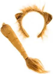 Plush Orange Lion Costume Headband and Tail Set