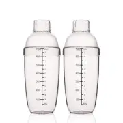 2 Pcs Plastic Cocktail Shaker,Drink Mixer Hand Shaker Cup with Scales,Bar Too...