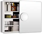 Mirror Cabinets Stainless Steel Bathroom Vanity Mirror with Storage Rack Toilet Wall Mirror Kitchen Cabinets Wall Vanity Mirrors (Color : Silver, Size : 46 * 56 * 13CM)