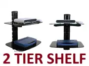 2 TIER SHELF For STB DVD Cable Box HD PS4 ATSC ANDROID TV WALL MOUNT BRACKET LED