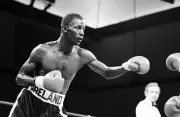 Mark Breland Throws A Punch Against Harold Volbrecht Old Boxing Photo
