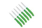 6x Victorinox 8cm Wavy Edge Pointed Tip Paring Knife Serrated Cheese/Bread Green