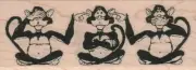 Monkey Trio 1 3/4 x 4 1/4" Rubber Stamp, See No Evil Stamp