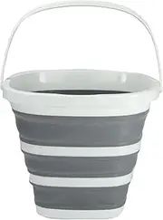 Seymour's Collapse-A Bucket Square 10L – Foldable, Durable, Lightweight Storage Solution for Home, Camping, Outdoor, Gardening, and Travel – White and Grey