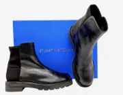 Stuart Weitzman Women's 5050 Size 10 Leather Block Heel Chelsea Boots - Black
