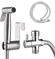 GIOD Hand-held Bidet Sprayer, Stainless Steel Shower Rack Sprayer, Toilet Booster Set With Wall Seat, Hook and 1.5m Hose for Cleaning, Personal Hygiene, Pet Bathing