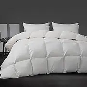 HYVIF Luxury White Goose Down Comforter King Size - Goose Feathers Down Comforter for All Seasons - Ultra-Soft 750 Fill-Power Duvet Insert - Medium Warmth Hotel Collection Comforter，59 Oz (106x90)