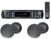 (4) Black Ceiling Speaker System+Bluetooth Amp/Receiver 4 Restaurant/Office