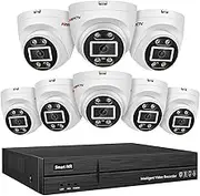 MWRCTV 4K Security Camera System,8pcs Wired 8MP Dome IP PoE Cameras for Home Security,110° Wide Angle Lens,2-Way Audio,Smart Dual Light,Human Vehile Detection,8 Port 16CH 4K NVR,24/7 Recording(NO HDD)
