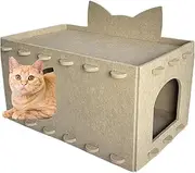 Cat House Scratcher | Felt Hideaway Bed for Kitten | Cat Puzzle Assembly Noise Absorbing Nesting Scratcher House for Apartment