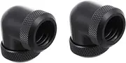 DOITOOL Computer Water Cooling Adapter 2 Pack 14mm Brass 90 Degree Elbow Fitting Black Liquid Cooling