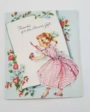 Vintage Bridal Shower/Baby Shower Thank You Card Unused Ephemera