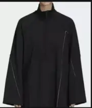 Authe y-3 CH1 KNIT SHELL HALF-ZIP SWEATSHIRT IN BLACK Adjustable Cuffs Us M