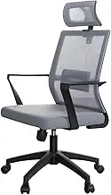 Ergonomic Office Chair Ergonomic High Back Mesh Chair with Lumbar Support and Adjustable Headrest Rolling Work Swivel Task Chairs Desk Chair(Gray)