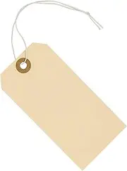Tags with Elastic String Attached - #5, 4 3/4" x 2 3/8" Box of 100 Manila Paper Label Tags with Elastic Loop and Reinforced Hole