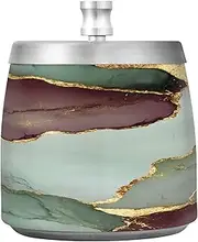 Marble Sage Green Burgundy Stainless Steel Big Ashtrays with Lid for Home Office Bar, Smokeless Portable Cigar Table Ashtray for Cigar Lovers Smokers