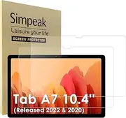 Simpeak [2-Pack] Screen Protector Compatible With Samsung Galaxy Tab A7 10.4" 2023/2022/ 2020, Tempered Glass Screen Protectors for Samsung Tab A7 10.4 inch SM-T509/ T500/ T505 Film Clear [9H Hardness]