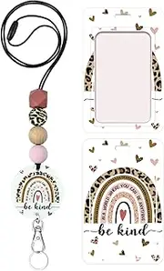 ZUGZWANG Teacher Lanyards for Id Badges and Keys, Cute Beaded Lanyard with Badge Holder for Women Teacher Nurse (Be Kind-B)