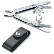 Victorinox SwissTool Swiss Army Knife with Leather Pouch - Stainless Steel