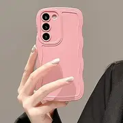 [UEEBAI] Wave Frame Case for Samsung Galaxy S23 FE 5G Phone Case,Cute Wave Frame Slim Fit Shockproof Phone Bumper Cover Soft Pretty Curly Wavy Case Anti-Scratch TPU Case -Pink