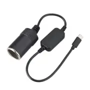 Travel Power USB C to 12V Socket Adapter Cable for Car Electronics Use