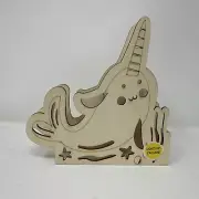 Paintable Wood Narwhal Nightlight. New.