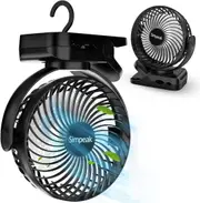 10000mAh Rechargeable USB Fan with LED Lights and 3 Speeds - Portable