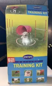 SPORT PET Designs 6 Piece Agility Training for Dogs-Red Tunnel High Jump Clicker