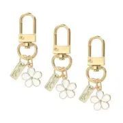 Flower Keychain, 3 Pcs Enameled Charm Cute Personalized Key Ring, White