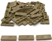 Lego 50 New Dark Tan Tiles Flat Smooth 1 x 3 w/ Wood Grain Parts