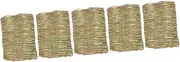 HOLIDYOYO 5Pcs Bunny Grass Mat for Small Pets Natural Woven Bedding for Rabbits Hamsters Guinea Pigs Safe Chew Mat for Digging Biting Nesting Comfortable Easy to Clean