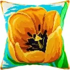 DIY Needlepoint/Tapestry Pillow Kit "Yellow Tulip" 16x16 in / 40x40 cm