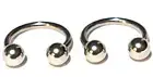 2 Shiny 14g 1/2 6mm Balls Horseshoe Ear Nose Ring Surgical Steel 316L Look Racy