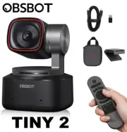 OBSBOT Tiny 2 Tiny2 Webcam 4K Voice Control PTZ AI Tracking with Remote Control