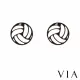 【VIA】白鋼耳釘 白鋼耳環 縷空耳環/運動系列 幾何縷空線條排球造型白鋼耳釘(黑色)